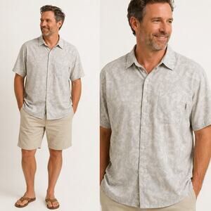 Honolua Surf Co. Men’s Light Blue Tropical Hawaiian Aloha Button Up Shirt, XL
